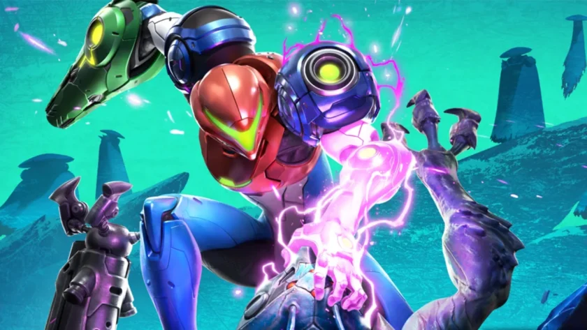 Metroid Ravenous key art: Samus Aran in her power suit battling alien creatures, announced at the September 2026 Nintendo Direct