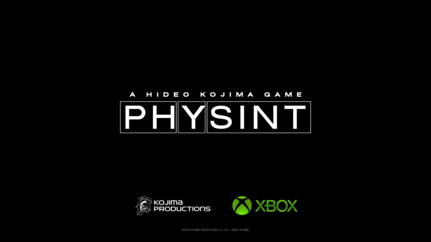 PHYSINT announcement artwork: A Hideo Kojima Game title card with Kojima Productions and Xbox logos