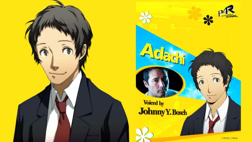 Persona 4 Revival reveal card — Tohru Adachi voiced by Johnny Yong Bosch