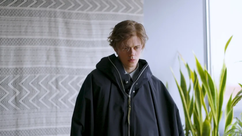 Bill Skarsgård poses in costume as the lead of Kojima's Physint action-espionage game, revealed during Xbox's Tokyo Game Show 2026 broadcast