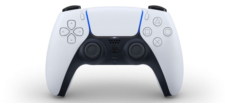 A white PS5 DualSense controller — Sony's newly published patent would let the controller act as a credit-card reader for tap-to-pay purchases