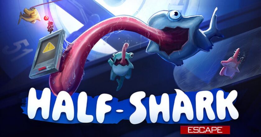 Half Shark Escape — chaotic 3D co-op platformer from Triunfo Game Studios, mutant sharks escaping Area 51