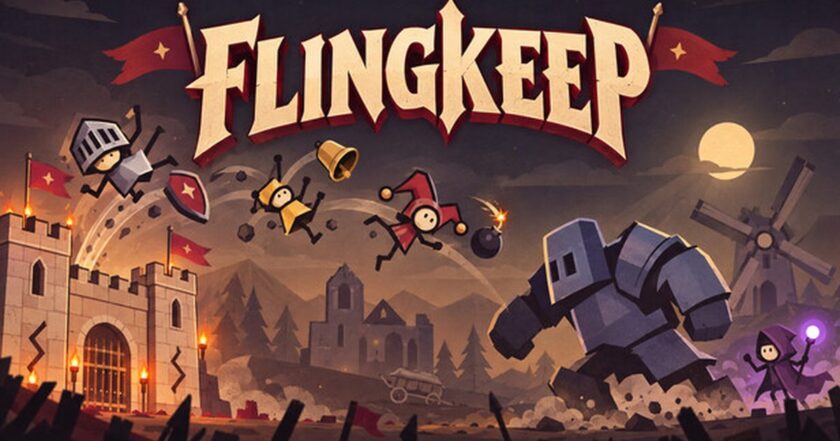 Flingkeep — darkly comic physics-driven castle defense game from NextGenRunGames, grab and fling invaders
