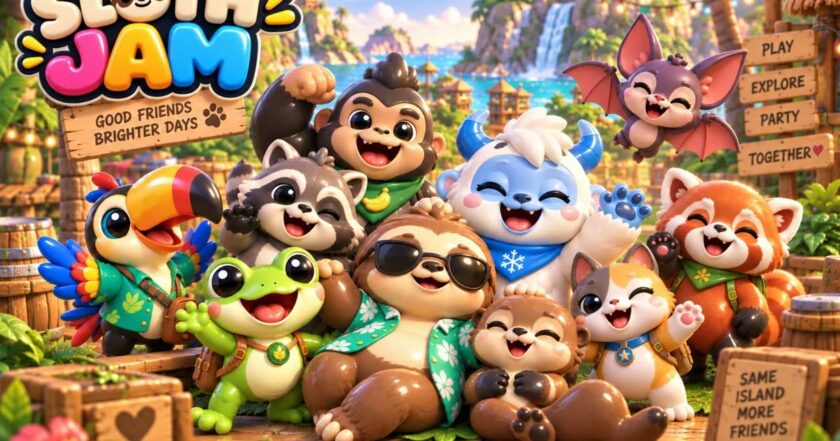 Sloth Jam — free cozy family party game with 59 mini-games from Strategic Sloth, cover art