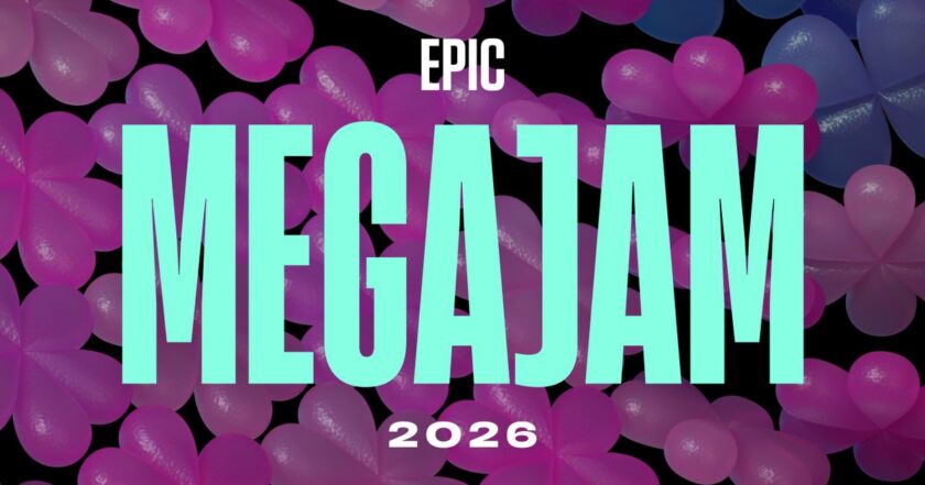 2026 Epic AI MegaJam — official event banner: Epic's four-day Unreal Engine and UEFN game jam with $65,000 in prizes