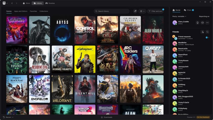 Epic's New Launcher Is Here in Preview — 'Vibe Coded' Because 'Programming Is Hard,' Claims 46% Faster Startup Than Steam — cover image from og:image source (https://www.techpowerup.com/img/52az7zV8C6IO6ITF.jpg)