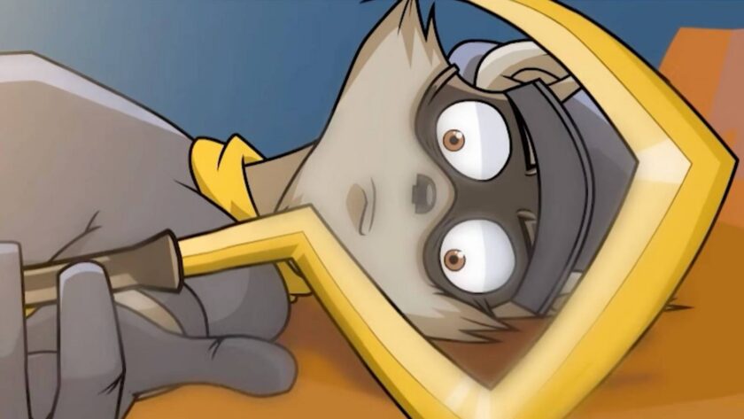 Sly Cooper in cel-shaded cartoon style — the masked raccoon thief holding his golden cane, one of three dormant PlayStation franchises that insiders claim Sony is taking third-party pitches for