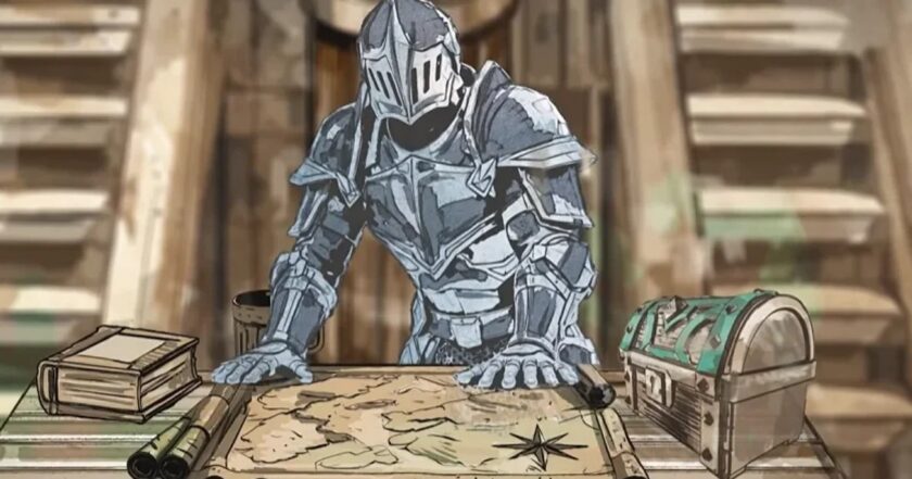 The sketchbook-style Dragon Slayer II trailer frame that Jagex pulled from all official channels — a knight reveal from RuneFest whose six-fingered hand exposed the generative AI use