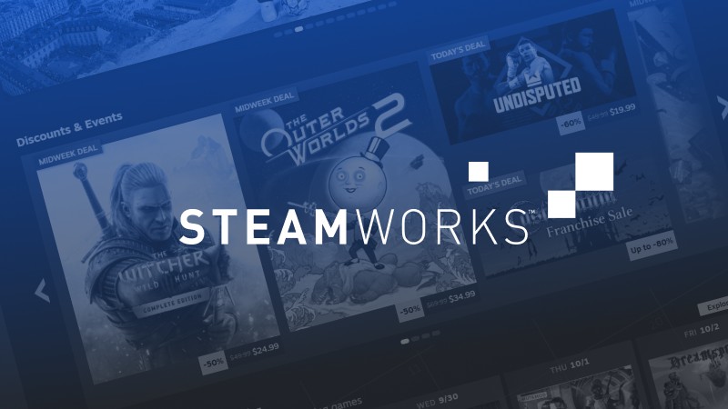 The official Steamworks announcement image for the upcoming Discounts and Events section changes — Steam store deal tiles showing Midweek and Today's Deals beneath the Steamworks logo, as Valve retires the curated deal calendar in early 2027